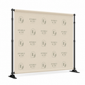 Step and repeat logo backdrop on an adjustable stand